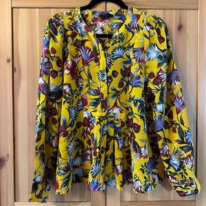 J. Crew Vibrant Floral Blouse - Yellow and Multicolor